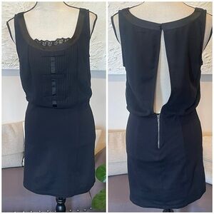 American Eagle Sleeveless Dress Black Bow Lace Large Keyhole Back Sz M NWT